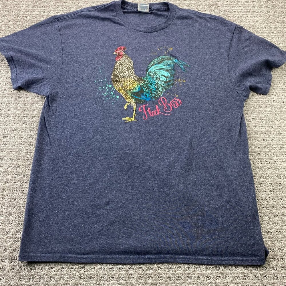 Delta Pro Weight T-Shirt Women Size large L Blue Flock Boss Graphic Print Tee